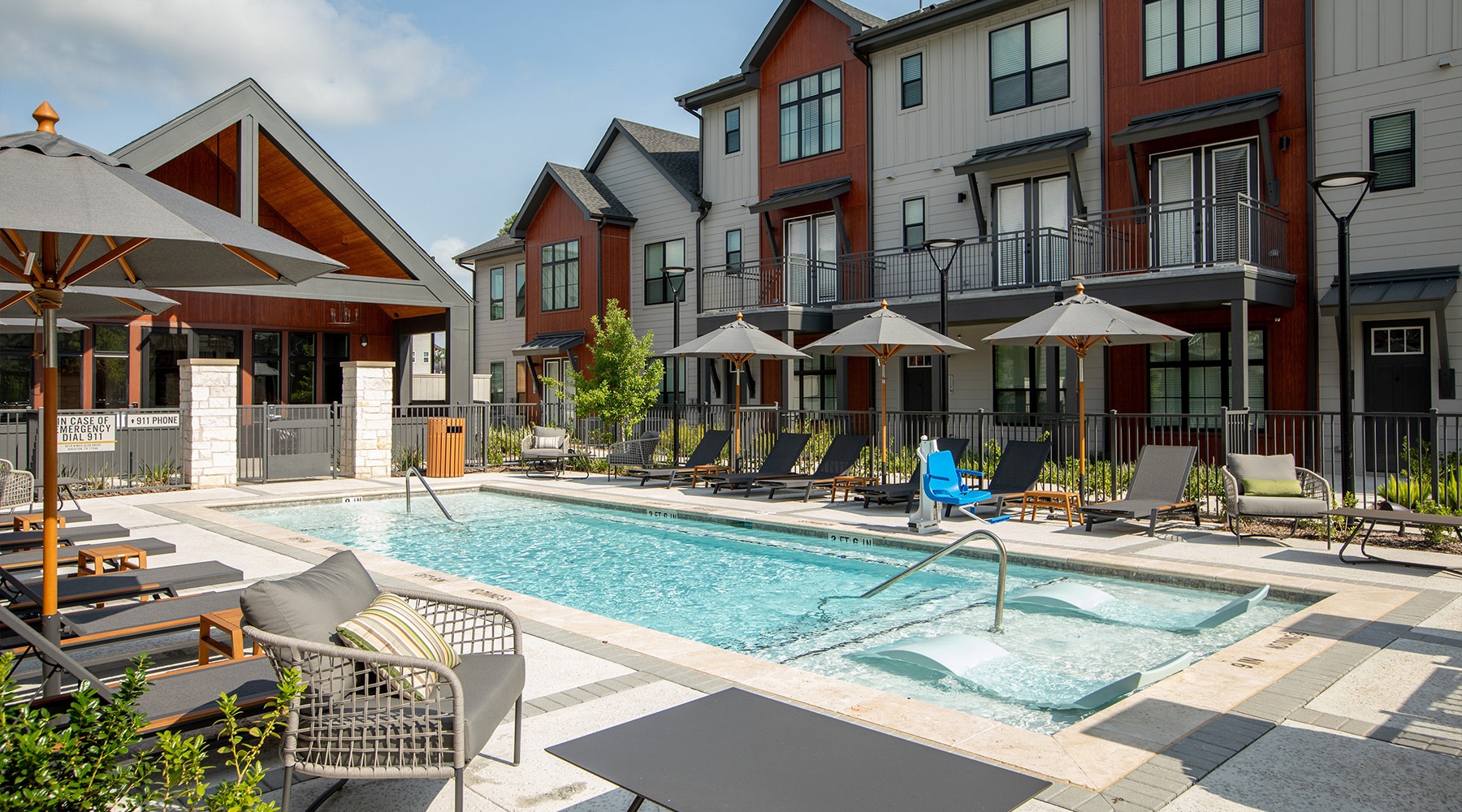 A perfect fit for the whole family a pool in a courtyard