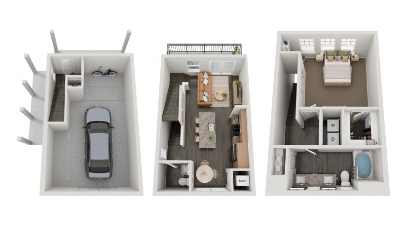 THA1.1 - 1 bedroom floorplan layout with 1 bathroom and 1011 square feet