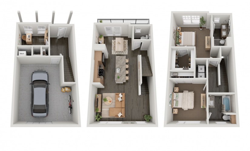 THB2 - 2 bedroom floorplan layout with 2.5 bathrooms and 1481 square feet